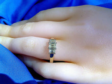 Load image into Gallery viewer, 1 carat Earth mined Emerald cut Diamond Deco Engagement Ring Vintage 3 stone Setting
