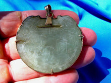 Load image into Gallery viewer, Antique Jade Ru Yi Lucky Lock Pendant Deco Charm Amulet 14k Gold
