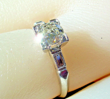 Load image into Gallery viewer, Earth mined Diamond Art Deco Engagement Ring Antique Platinum Solitaire 0.52 carat
