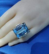 Load image into Gallery viewer, 40 carat European Design Topaz Deco Engagement Ring Vintage Cocktail Solitaire setting