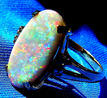 Load image into Gallery viewer, Genuine 3 Carat Opal Diamond Deco Engagement Ring Original 14k Setting.