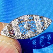 Load image into Gallery viewer, Earth mined Diamond Art Deco Brooch Special Antique Platinum Filigree Pendant Charm