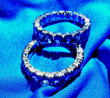 Load image into Gallery viewer, Genuine 9 carat Sapphire Wedding Band 14k White Gold Deco Eternity Anniversary Ring