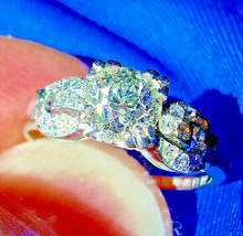 Load image into Gallery viewer, Genuine Earth mined Cushion cut Diamond Art Deco Engagement Ring Antique Platinum Setting