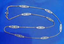 Load image into Gallery viewer, Exciting Vintage Deco Necklace Unique Nouveau Geometric Design 14k Gold Chain 23" inch