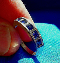 Load image into Gallery viewer, Sapphire Diamond Wedding Band Vintage Anniversary Ring 14k White Gold