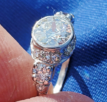 Load image into Gallery viewer, 1.50 carat Earth mined European cut Diamond Engagement Ring Vintage Deco Platinum Solitaire