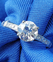 Load image into Gallery viewer, Genuine Earth mined 1 carat European cut Diamond Deco Engagement Ring Vintage Antique Solitaire setting