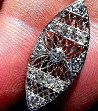 Load image into Gallery viewer, Earth mined Diamond Art Deco Brooch Special Antique Platinum Filigree Pendant Charm
