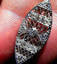 Load image into Gallery viewer, Earth mined Diamond Art Deco Brooch Special Antique Platinum Filigree Pendant Charm