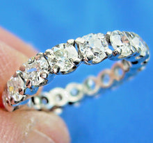 Load image into Gallery viewer, EARTH Mined European cut Diamond Art Deco Band Antique Platinum Eternity Anniversary Ring size 3.5