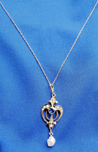 Load image into Gallery viewer, Earth mined Sapphire Art Deco Nouveau Pendant Antique Victorian Necklaces 14k Gold