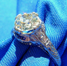 Load image into Gallery viewer, 1.29 carat European cut Diamond Deco Engagement Ring Vintage Solitaire