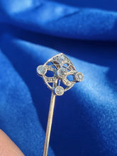 Load image into Gallery viewer, Earth mined Diamond Art Deco Pin 1920s Antique Platinum Filigree setting