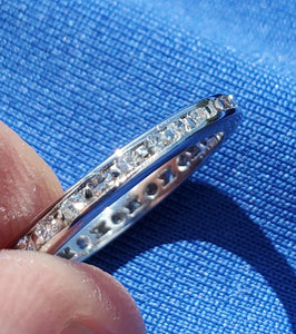 Earth Mined European Diamond Deco Wedding Band Vintage Antique Platinum Eternity Ring