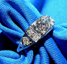 Load image into Gallery viewer, EARTH MINED European Diamond Deco Engagement Ring Antique Platinum Solitaire
