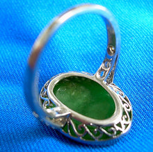 Load image into Gallery viewer, Green JADE and diamond Antique Engagement Ring Art Deco Platinum size 4.5