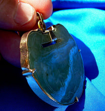 Load image into Gallery viewer, Antique Jade Ru Yi Lucky Lock Pendant Deco Charm Amulet 14k Gold