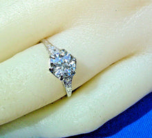 Load image into Gallery viewer, 1.03 carat Earth Mined European cut Diamond Deco Engagement Ring Antique Platinum Solitaire