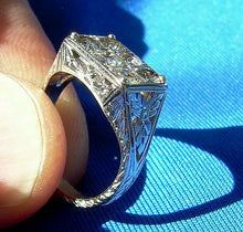 Load image into Gallery viewer, 1 carat Earth mined European Diamond Deco Engagement Ring Antique Band 14k White Gold