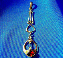 Load image into Gallery viewer, Unique Antique Art Deco Garnet and Pearl Pendant Exciting Art Nouveau 10k Gold charm