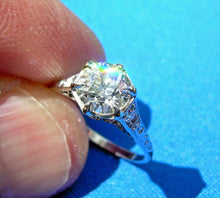 Load image into Gallery viewer, 1.03 carat Earth Mined European cut Diamond Deco Engagement Ring Antique Platinum Solitaire