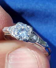 Load image into Gallery viewer, Earth mined European cut Diamond Art Deco Platinum Engagement Ring Vintage Antique Natural Diamonds Solitaire