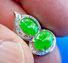 Load image into Gallery viewer, Earth mined Jade and Diamond Elegant Designer Pendant Exciting 14k White Gold Amulet Charm