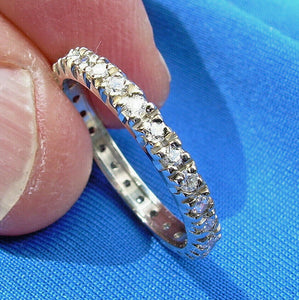 Earth mined Diamond Deco Wedding Band Vintage Anniversary Eternity Ring size 8.5