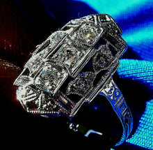 Load image into Gallery viewer, Earth mined European Diamond Deco Engagement Ring Vintage 14k White Gold Setting