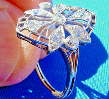 Load image into Gallery viewer, Earth mied Diamond Deco Engagement Ring Antique Filigree Platinum Setting