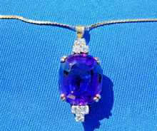 Load image into Gallery viewer, Earth mined Amethyst and Diamond Deco Pendant Necklaces 14k Chain 20" inch long