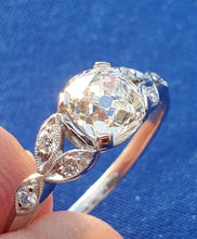 Load image into Gallery viewer, Genuine 1.33 carat Diamond Cushion cut Art Deco Engagement Ring Antique Platinum Solitaire SIZE 7.25