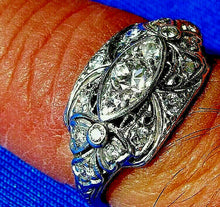 Load image into Gallery viewer, Earthmined Diamond Art Deco Engagement Ring Antique Platinum Filigree Setting