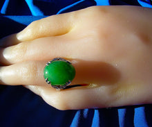Load image into Gallery viewer, Earth Mined Green JADE Antique Engagement Ring Art Deco Diamond White Gold Setting