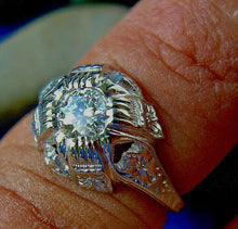 Load image into Gallery viewer, Genuine European Diamond Antique Deco Engagement Ring Vintage Solitaire 14k White Gold