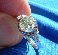 Load image into Gallery viewer, 1.48 carat Earth mined Antique Cushion cut Diamond Engagement Ring Platinum Solitare