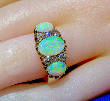 Load image into Gallery viewer, Exquisite Art Deco Antique Diamond Opal Engagement Ring 3.25 carat Victorian 18k Gold