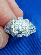 Load image into Gallery viewer, 2.06 carat Earth mined European cut Diamond Art Deco Engagement Ring Antique Platinum Solitaire