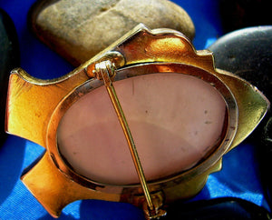 Special Elegant Victorian Memory Locket Brooch Antique 14k Gold Deco Onyx Cameo Pin