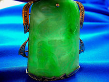 Load image into Gallery viewer, Genuine green Jade Dragon Pendant 14k Gold Deco Design Charm