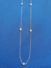 Load image into Gallery viewer, Earth mined Diamond Station Deco Necklace Elegant 14k White Gold Chain 24" inch