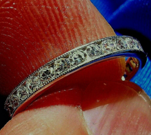 Load image into Gallery viewer, Genuine 1 carat Diamond Platinum Art Deco Wedding Band Antique Eternity Anniversary Ring SIZE 5.5