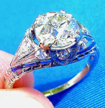 Load image into Gallery viewer, Earth mined European cut Diamond Art Deco Engagement Ring Vintage Antique Platinum Solitaire