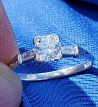Load image into Gallery viewer, Earth mined European cut Diamond Art Deco Platinum Engagement Ring. Vintage Antique Natural Diamonds Solitaire