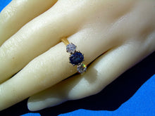 Load image into Gallery viewer, 1.12 carat Genuine Sapphire Diamond Deco Engagement Ring Vintage 14k Gold Setting
