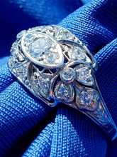Load image into Gallery viewer, Earthmined Diamond Art Deco Engagement Ring Antique Platinum Filigree Setting