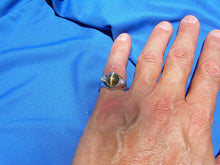 Load image into Gallery viewer, 12 CARAT Earth Mined Chrysoberyl Cats Eye Platinum Diamond Art Deco Ring