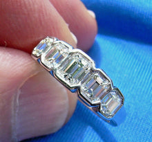 Load image into Gallery viewer, Elegant 2 carat Earth mined Diamond Deco Wedding Band Emerald Cut Platinum Engagement Ring size 5.75