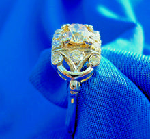 Load image into Gallery viewer, Genuine European Diamond Deco Engagement Ring Vintage Style 14k White Gold setting